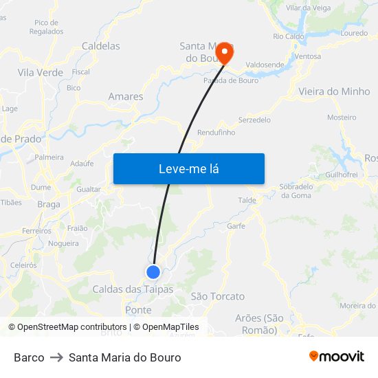 Barco to Santa Maria do Bouro map