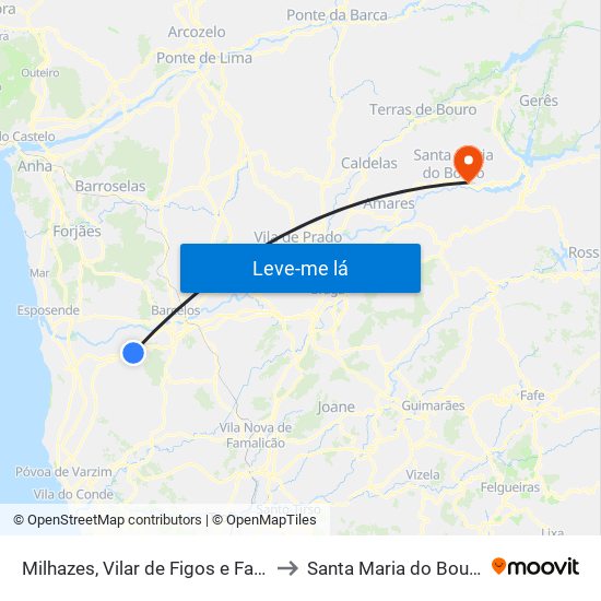 Milhazes, Vilar de Figos e Faria to Santa Maria do Bouro map