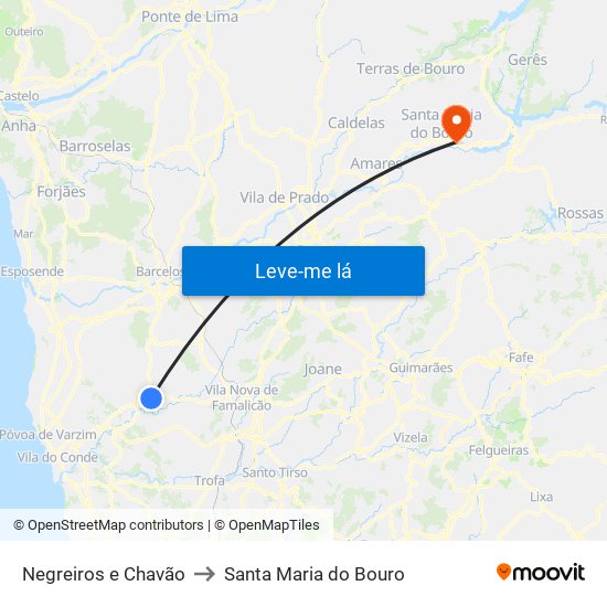 Negreiros e Chavão to Santa Maria do Bouro map