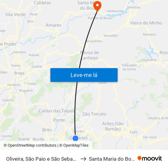 Oliveira, São Paio e São Sebastião to Santa Maria do Bouro map