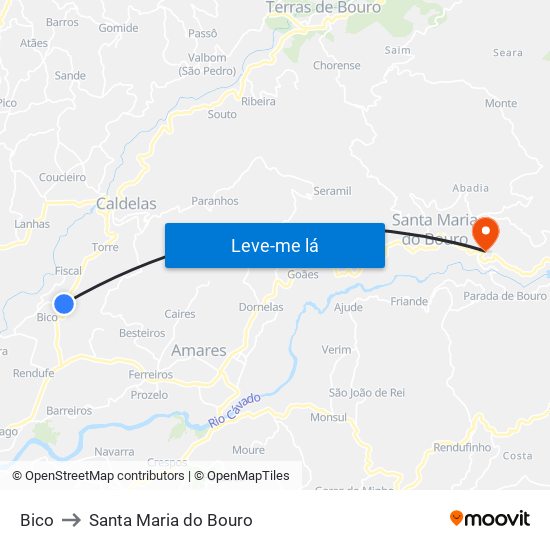 Bico to Santa Maria do Bouro map