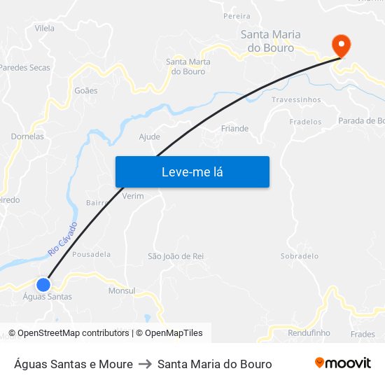 Águas Santas e Moure to Santa Maria do Bouro map