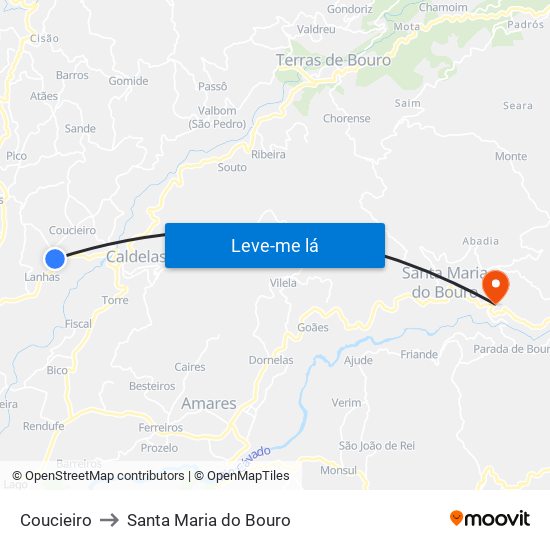 Coucieiro to Santa Maria do Bouro map