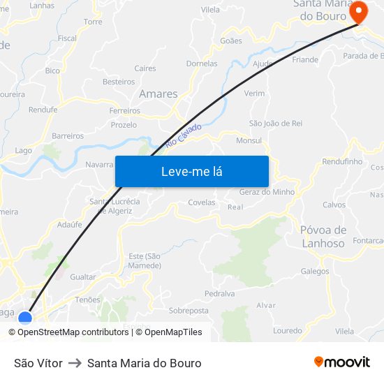São Vítor to Santa Maria do Bouro map
