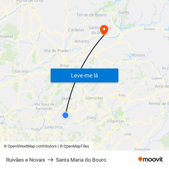 Ruivães e Novais to Santa Maria do Bouro map