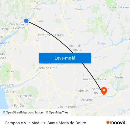 Campos e Vila Meã to Santa Maria do Bouro map