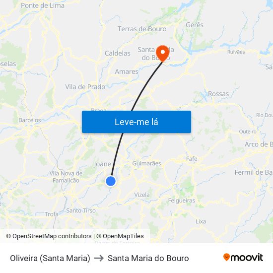 Oliveira (Santa Maria) to Santa Maria do Bouro map