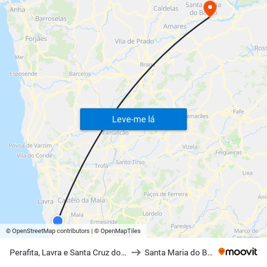 Perafita, Lavra e Santa Cruz do Bispo to Santa Maria do Bouro map