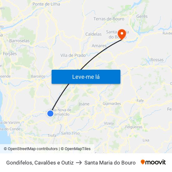 Gondifelos, Cavalões e Outiz to Santa Maria do Bouro map