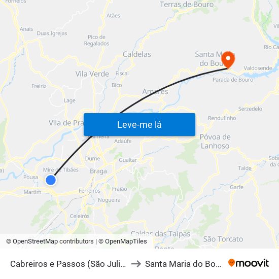 Cabreiros e Passos (São Julião) to Santa Maria do Bouro map