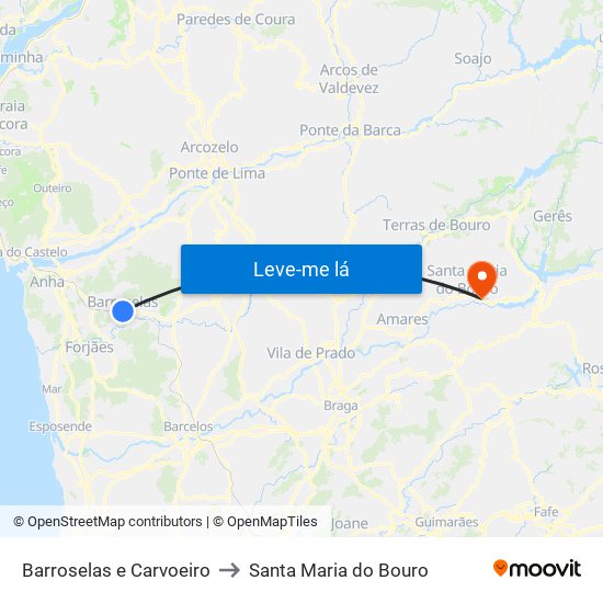 Barroselas e Carvoeiro to Santa Maria do Bouro map