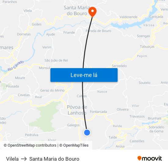 Vilela to Santa Maria do Bouro map