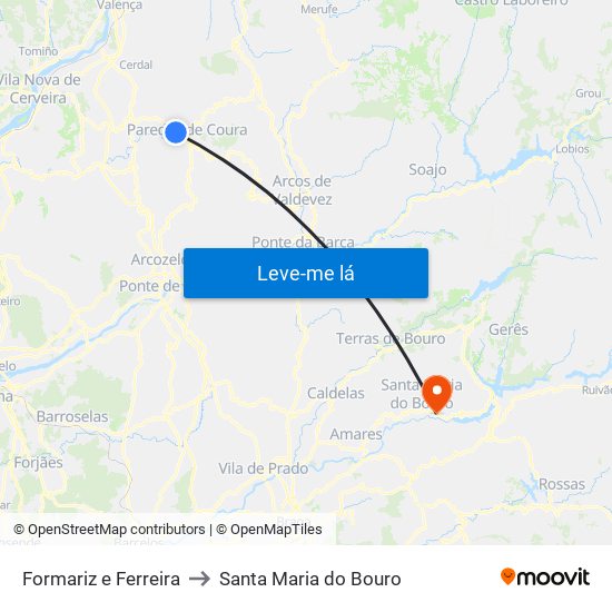 Formariz e Ferreira to Santa Maria do Bouro map