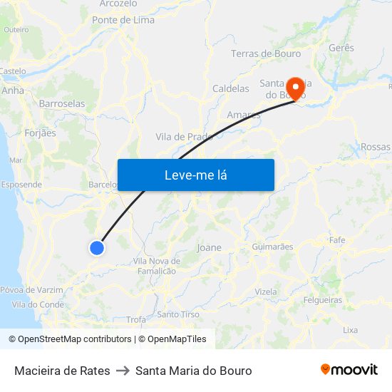 Macieira de Rates to Santa Maria do Bouro map