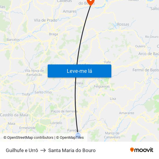 Guilhufe e Urrô to Santa Maria do Bouro map