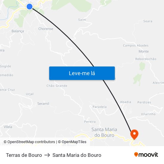 Terras de Bouro to Santa Maria do Bouro map