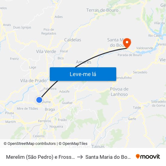 Merelim (São Pedro) e Frossos to Santa Maria do Bouro map