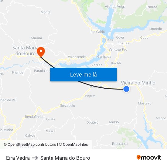 Eira Vedra to Santa Maria do Bouro map