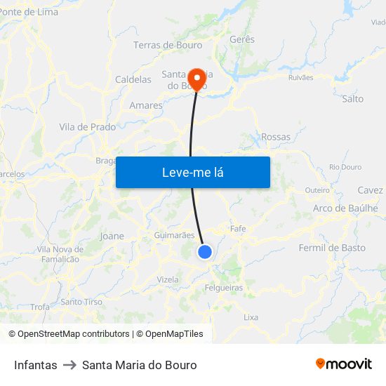 Infantas to Santa Maria do Bouro map