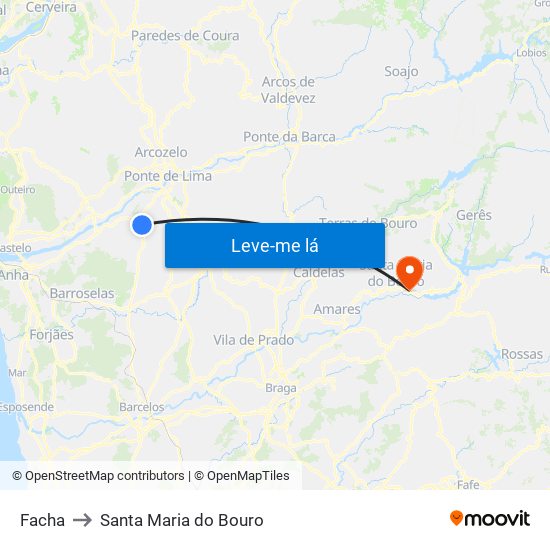 Facha to Santa Maria do Bouro map