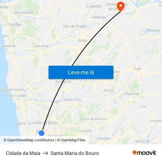 Cidade da Maia to Santa Maria do Bouro map