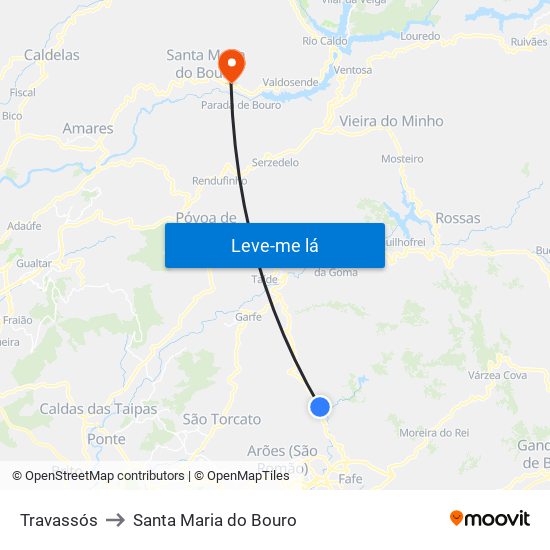 Travassós to Santa Maria do Bouro map