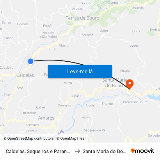 Caldelas, Sequeiros e Paranhos to Santa Maria do Bouro map