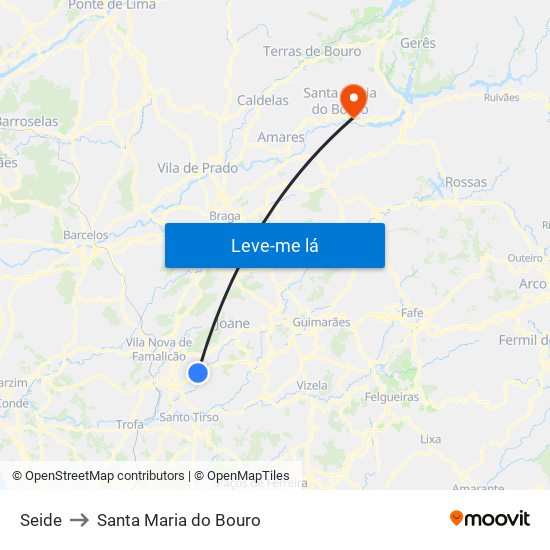 Seide to Santa Maria do Bouro map