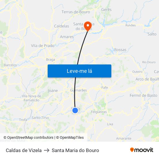 Caldas de Vizela to Santa Maria do Bouro map