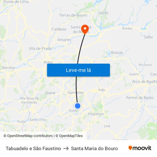 Tabuadelo e São Faustino to Santa Maria do Bouro map