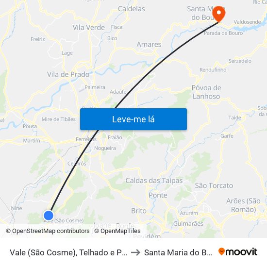 Vale (São Cosme), Telhado e Portela to Santa Maria do Bouro map