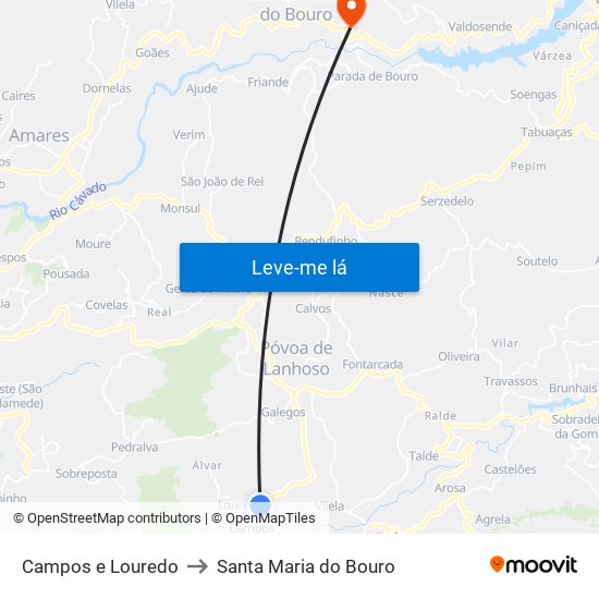 Campos e Louredo to Santa Maria do Bouro map