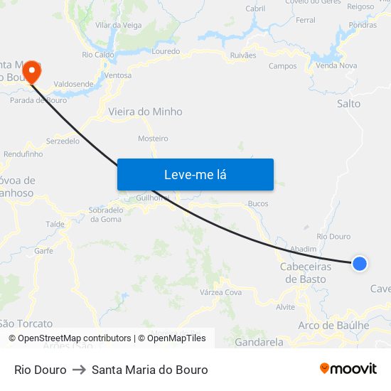 Rio Douro to Santa Maria do Bouro map