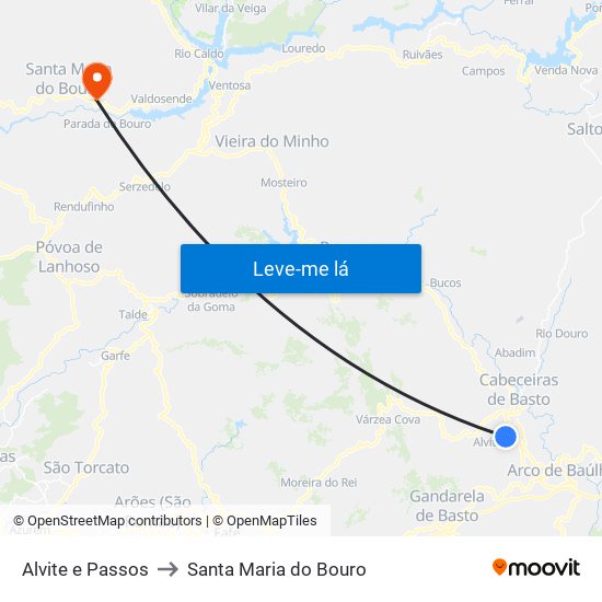 Alvite e Passos to Santa Maria do Bouro map