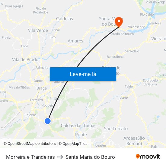 Morreira e Trandeiras to Santa Maria do Bouro map