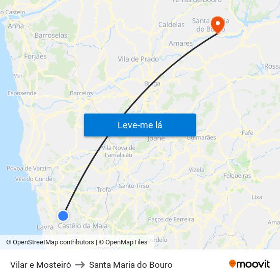 Vilar e Mosteiró to Santa Maria do Bouro map