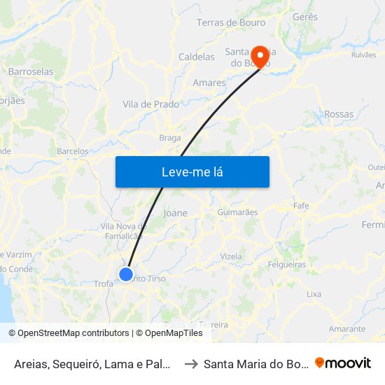 Areias, Sequeiró, Lama e Palmeira to Santa Maria do Bouro map