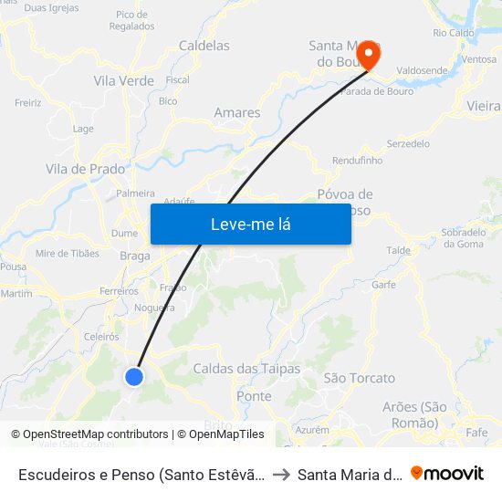 Escudeiros e Penso (Santo Estêvão e São Vicente) to Santa Maria do Bouro map