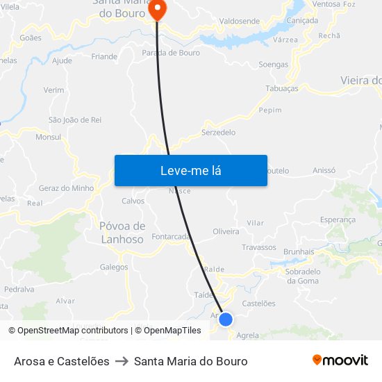 Arosa e Castelões to Santa Maria do Bouro map