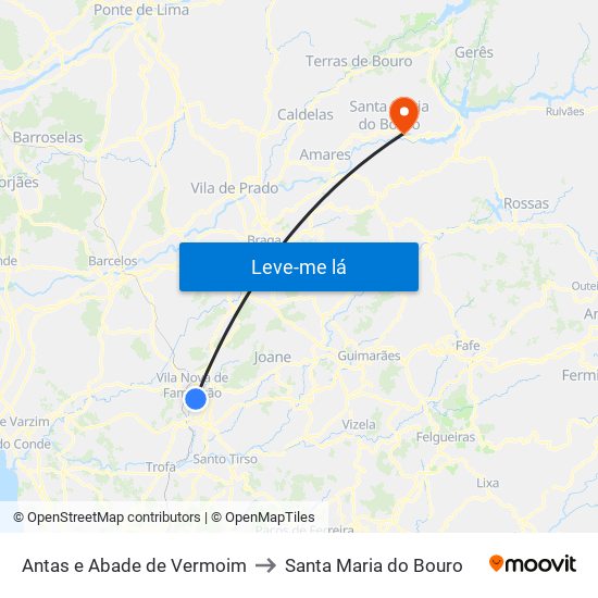 Antas e Abade de Vermoim to Santa Maria do Bouro map