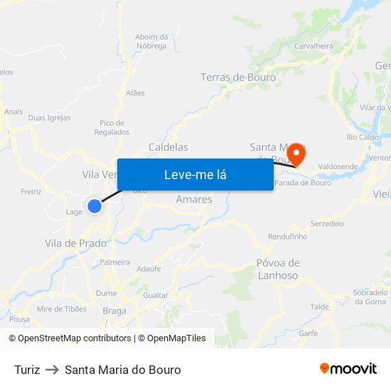 Turiz to Santa Maria do Bouro map