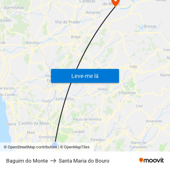 Baguim do Monte to Santa Maria do Bouro map