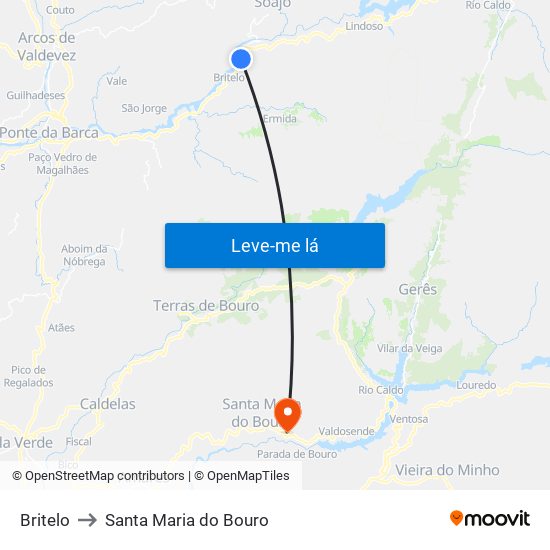 Britelo to Santa Maria do Bouro map