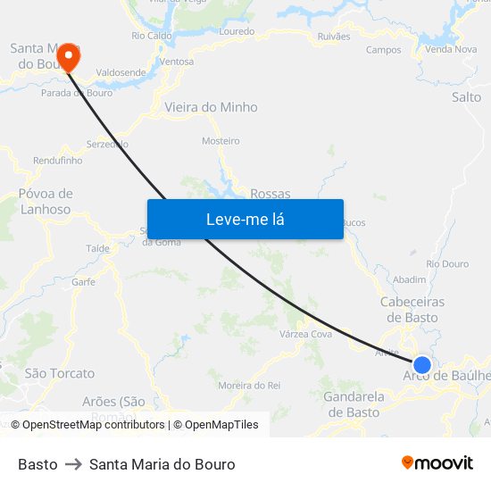 Basto to Santa Maria do Bouro map