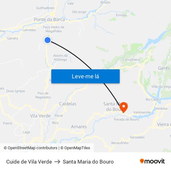 Cuide de Vila Verde to Santa Maria do Bouro map
