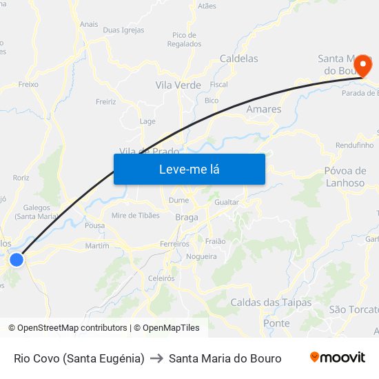 Rio Covo (Santa Eugénia) to Santa Maria do Bouro map