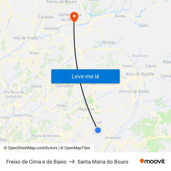 Freixo de Cima e de Baixo to Santa Maria do Bouro map