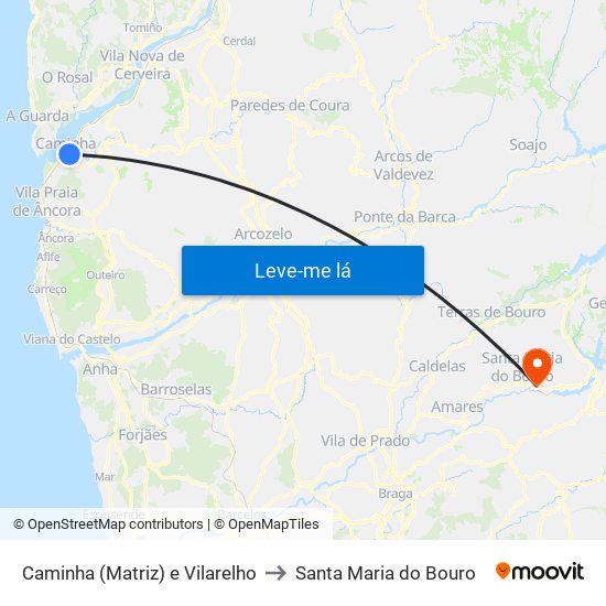 Caminha (Matriz) e Vilarelho to Santa Maria do Bouro map