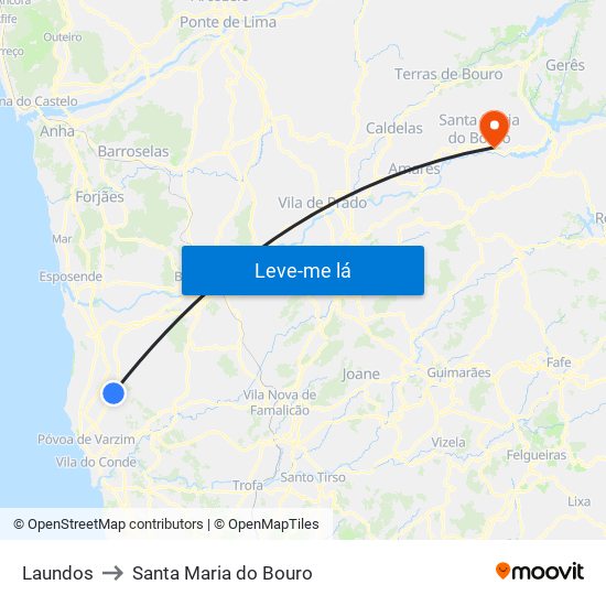 Laundos to Santa Maria do Bouro map