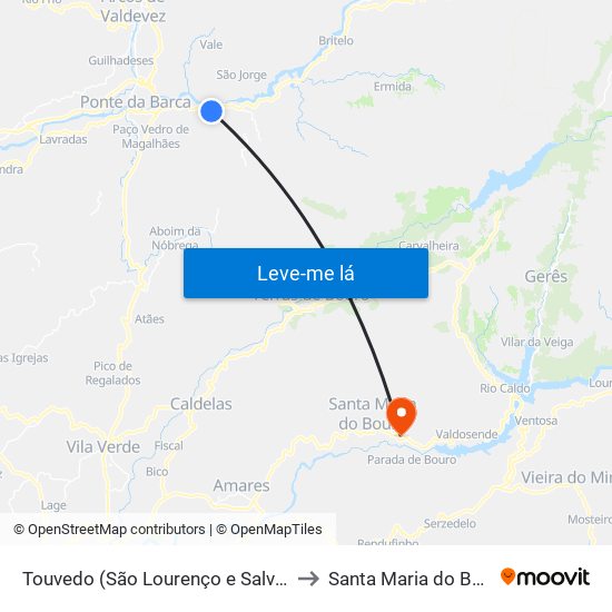 Touvedo (São Lourenço e Salvador) to Santa Maria do Bouro map
